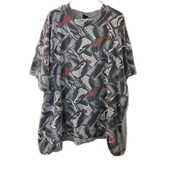 Vintage Nike Air Jordan All Over Sneaker Print Relaxed T Shirt Mens 3XL- Y2K - Picture 1 of 7